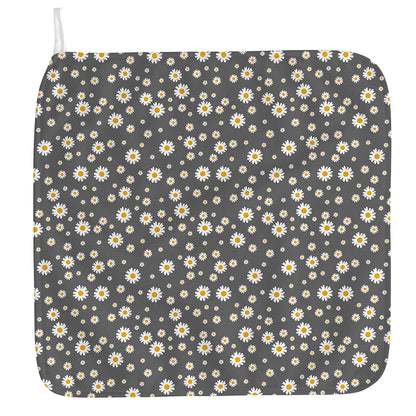 Grey Daisy Floral Pattern Print Hand Towel