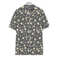 Grey Daisy Floral Pattern Print Hawaiian Shirt