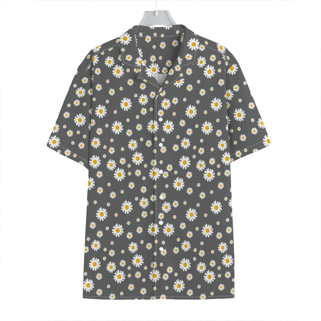Grey Daisy Floral Pattern Print Hawaiian Shirt