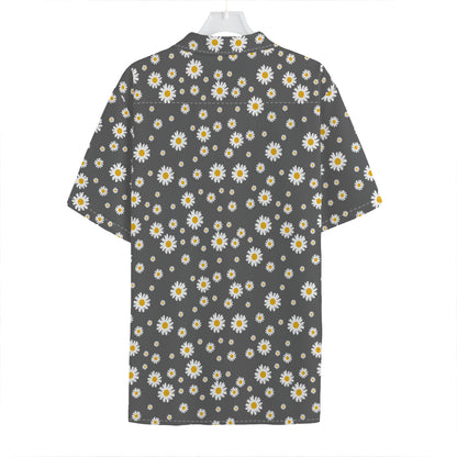 Grey Daisy Floral Pattern Print Hawaiian Shirt