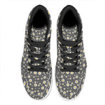 Grey Daisy Floral Pattern Print High Top Leather Sneakers