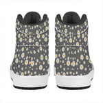 Grey Daisy Floral Pattern Print High Top Leather Sneakers