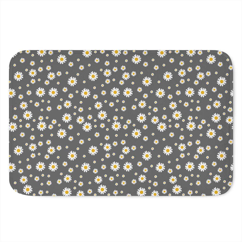 Grey Daisy Floral Pattern Print Indoor Door Mat