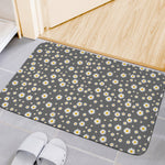 Grey Daisy Floral Pattern Print Indoor Door Mat