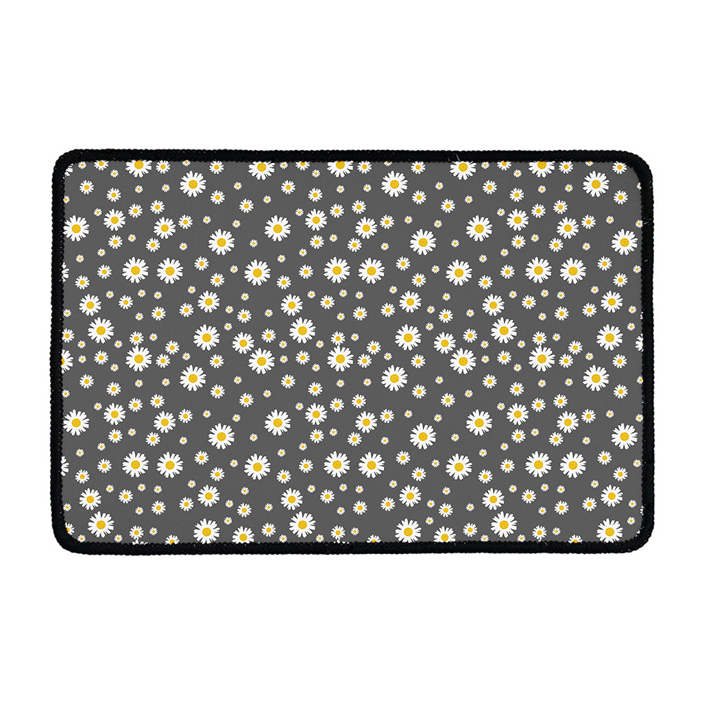 Grey Daisy Floral Pattern Print Kitchen Mat