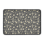 Grey Daisy Floral Pattern Print Kitchen Mat