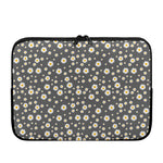 Grey Daisy Floral Pattern Print Laptop Sleeve