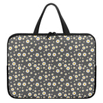 Grey Daisy Floral Pattern Print Laptop Sleeve With Handle