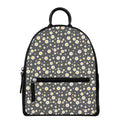 Grey Daisy Floral Pattern Print Leather Backpack