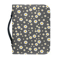 Grey Daisy Floral Pattern Print Leather Bible Cover