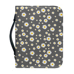 Grey Daisy Floral Pattern Print Leather Bible Cover
