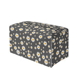 Grey Daisy Floral Pattern Print Leather Tissue Box Cover