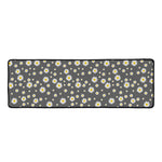 Grey Daisy Floral Pattern Print Long Kitchen Mat