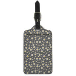Grey Daisy Floral Pattern Print Luggage Tag