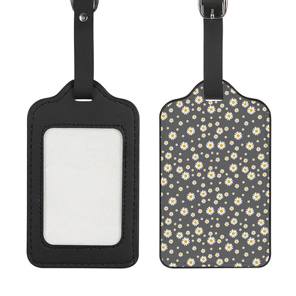 Grey Daisy Floral Pattern Print Luggage Tag