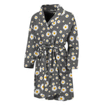 Grey Daisy Floral Pattern Print Men's Bathrobe