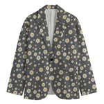 Grey Daisy Floral Pattern Print Men's Blazer