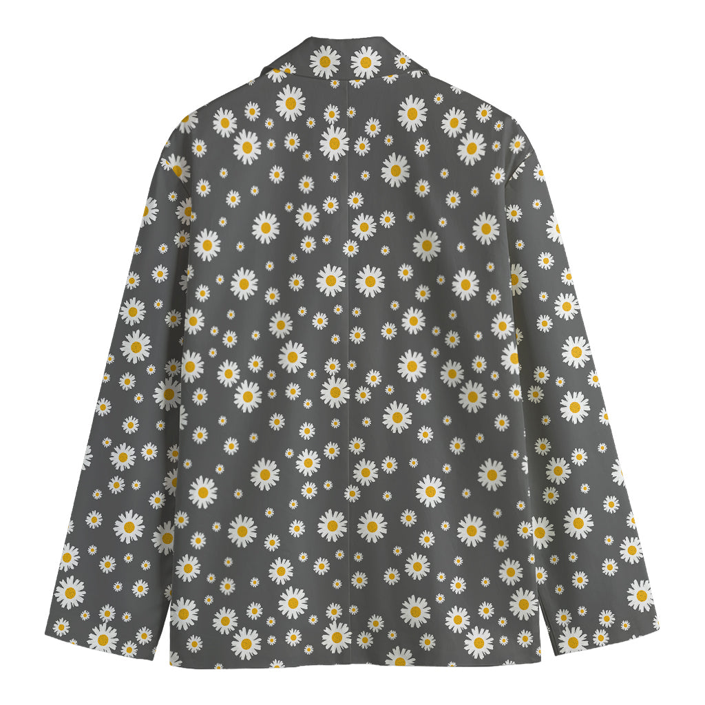 Grey Daisy Floral Pattern Print Men's Blazer