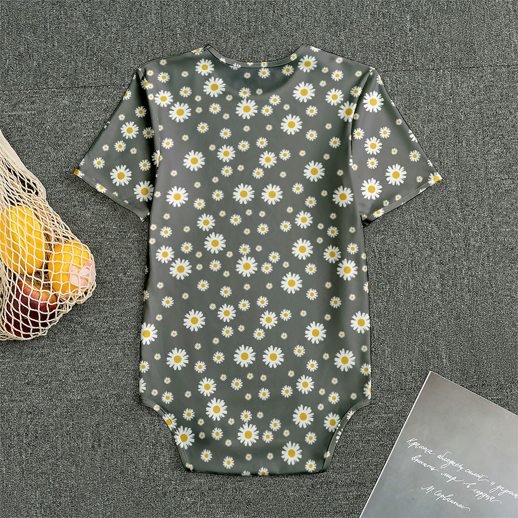 Grey Daisy Floral Pattern Print Men's Bodysuit