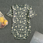 Grey Daisy Floral Pattern Print Men's Bodysuit