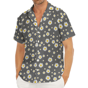 Grey Daisy Floral Pattern Print Men's Deep V-Neck Shirt