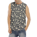 Grey Daisy Floral Pattern Print Men's Fitness Tank Top