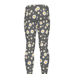 Grey Daisy Floral Pattern Print Men's leggings