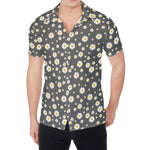 Grey Daisy Floral Pattern Print Men's Shirt
