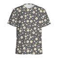 Grey Daisy Floral Pattern Print Men's Athletic T-Shirt
