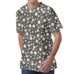 Grey Daisy Floral Pattern Print Men's Velvet T-Shirt