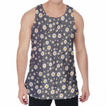 Grey Daisy Floral Pattern Print Men's Velvet Tank Top