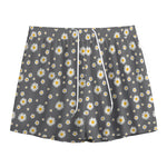 Grey Daisy Floral Pattern Print Mesh Shorts