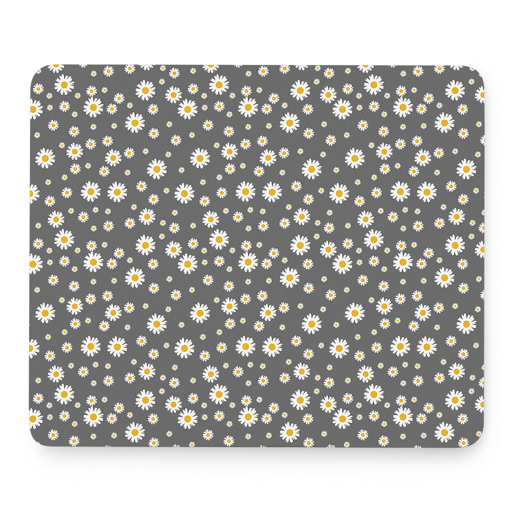 Grey Daisy Floral Pattern Print Mouse Pad