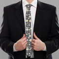 Grey Daisy Floral Pattern Print Necktie