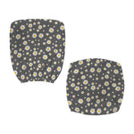 Grey Daisy Floral Pattern Print Office Chair Cover