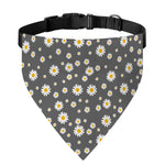 Grey Daisy Floral Pattern Print Over The Collar Dog Bandana