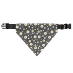 Grey Daisy Floral Pattern Print Over The Collar Dog Bandana