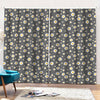 Grey Daisy Floral Pattern Print Pencil Pleat Curtains