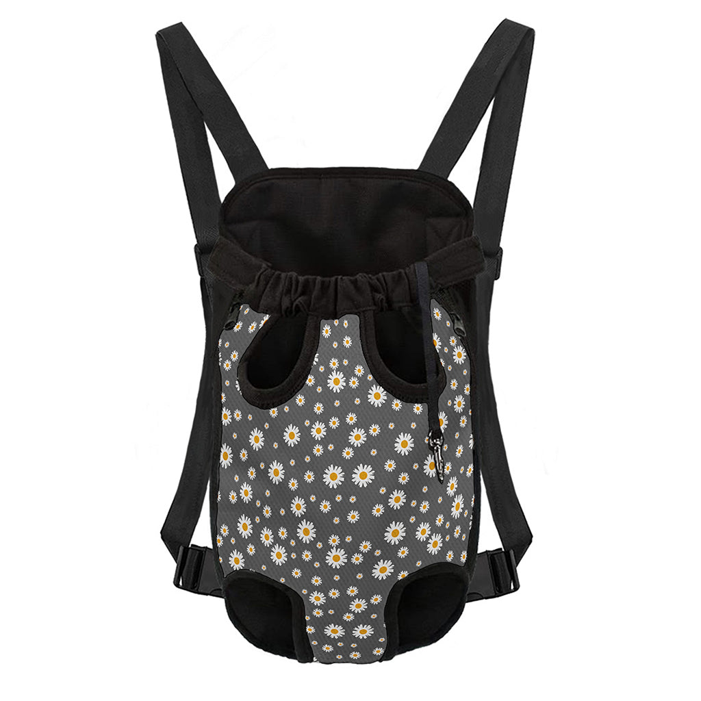 Grey Daisy Floral Pattern Print Pet Carrier Backpack