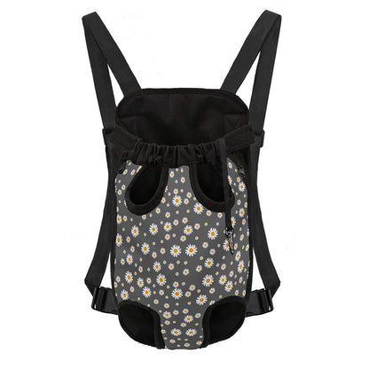 Grey Daisy Floral Pattern Print Pet Carrier Backpack