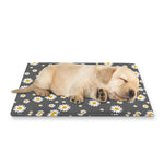 Grey Daisy Floral Pattern Print Pet Cooling Mat Cover