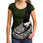 Grey Daisy Floral Pattern Print Pet Sling Carrier