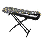 Grey Daisy Floral Pattern Print Piano Keyboard Cover