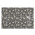 Grey Daisy Floral Pattern Print Placemat