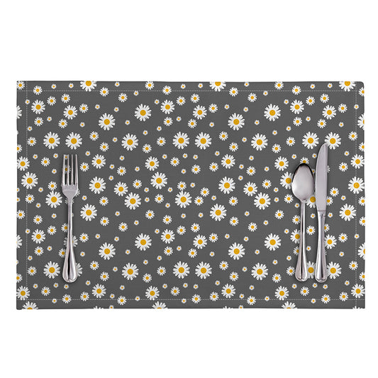 Grey Daisy Floral Pattern Print Placemat