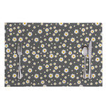 Grey Daisy Floral Pattern Print Placemat