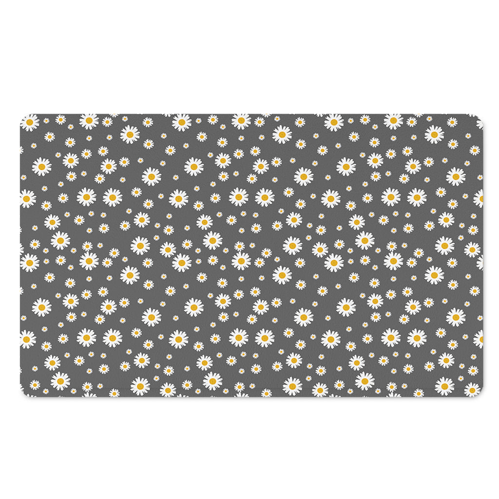 Grey Daisy Floral Pattern Print Polyester Doormat