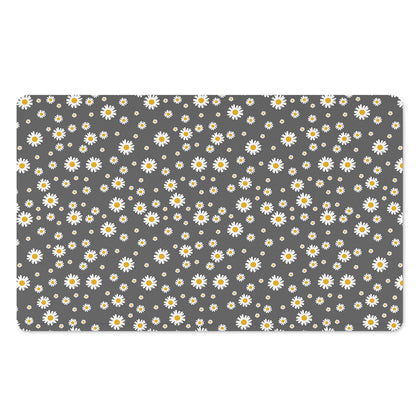 Grey Daisy Floral Pattern Print Polyester Doormat