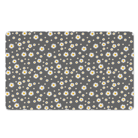 Grey Daisy Floral Pattern Print Polyester Doormat