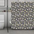 Grey Daisy Floral Pattern Print Polyester Shower Curtain
